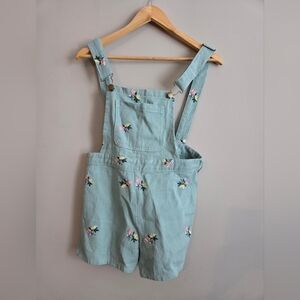 NWT Cider Overall Coverall Romper Spring Embroidered Denim Short Dungaree
